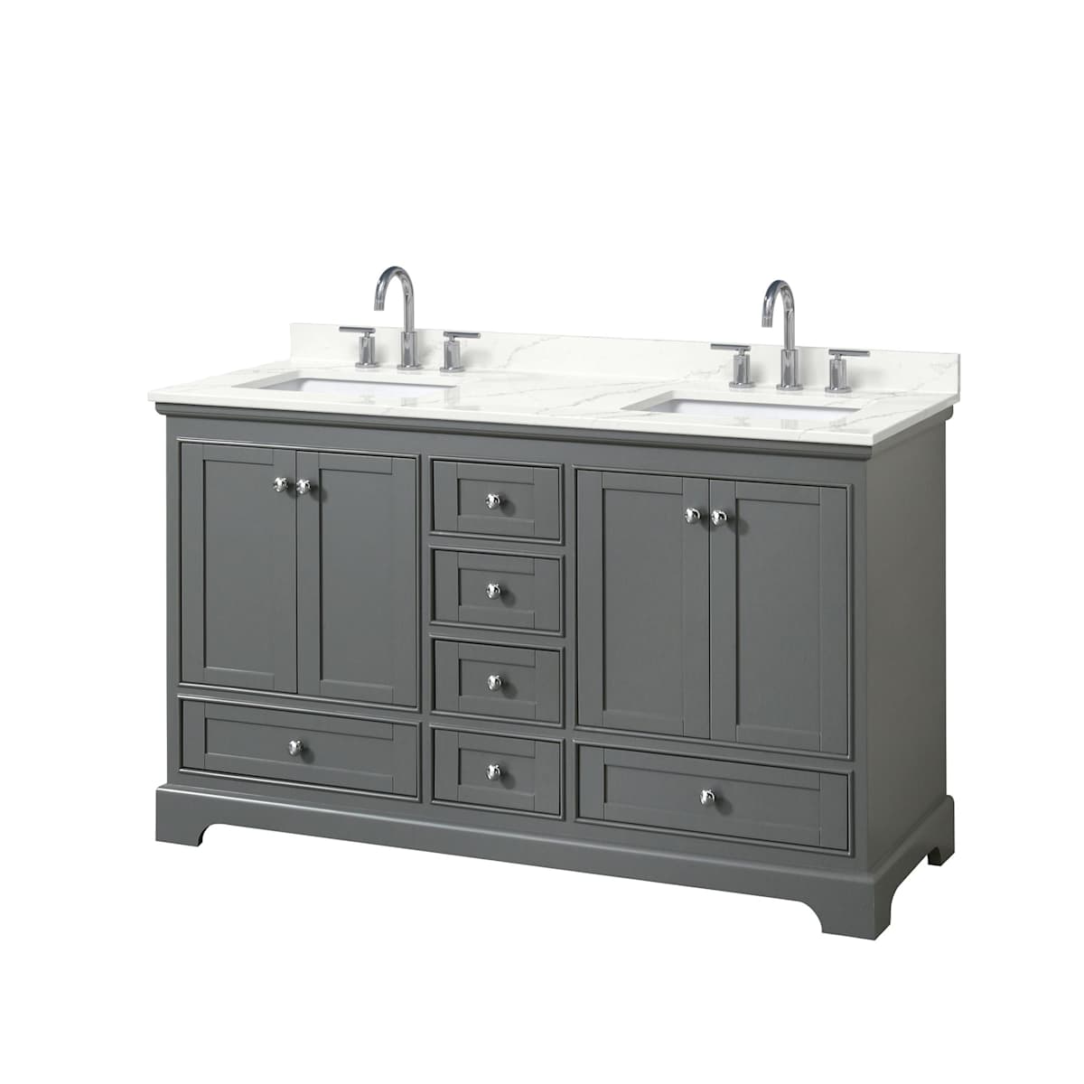 Deborah 60" Free Standing Double Basin Vanity Set with Cabinet and Quartz Vanity Top