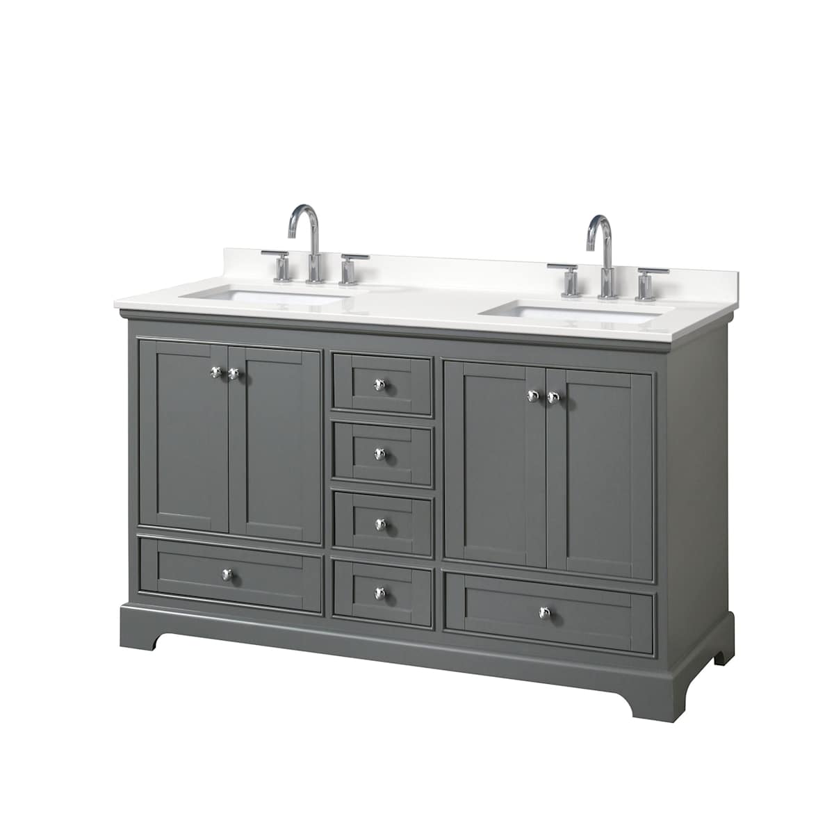 Deborah 60" Free Standing Double Basin Vanity Set with Cabinet and Quartz Vanity Top