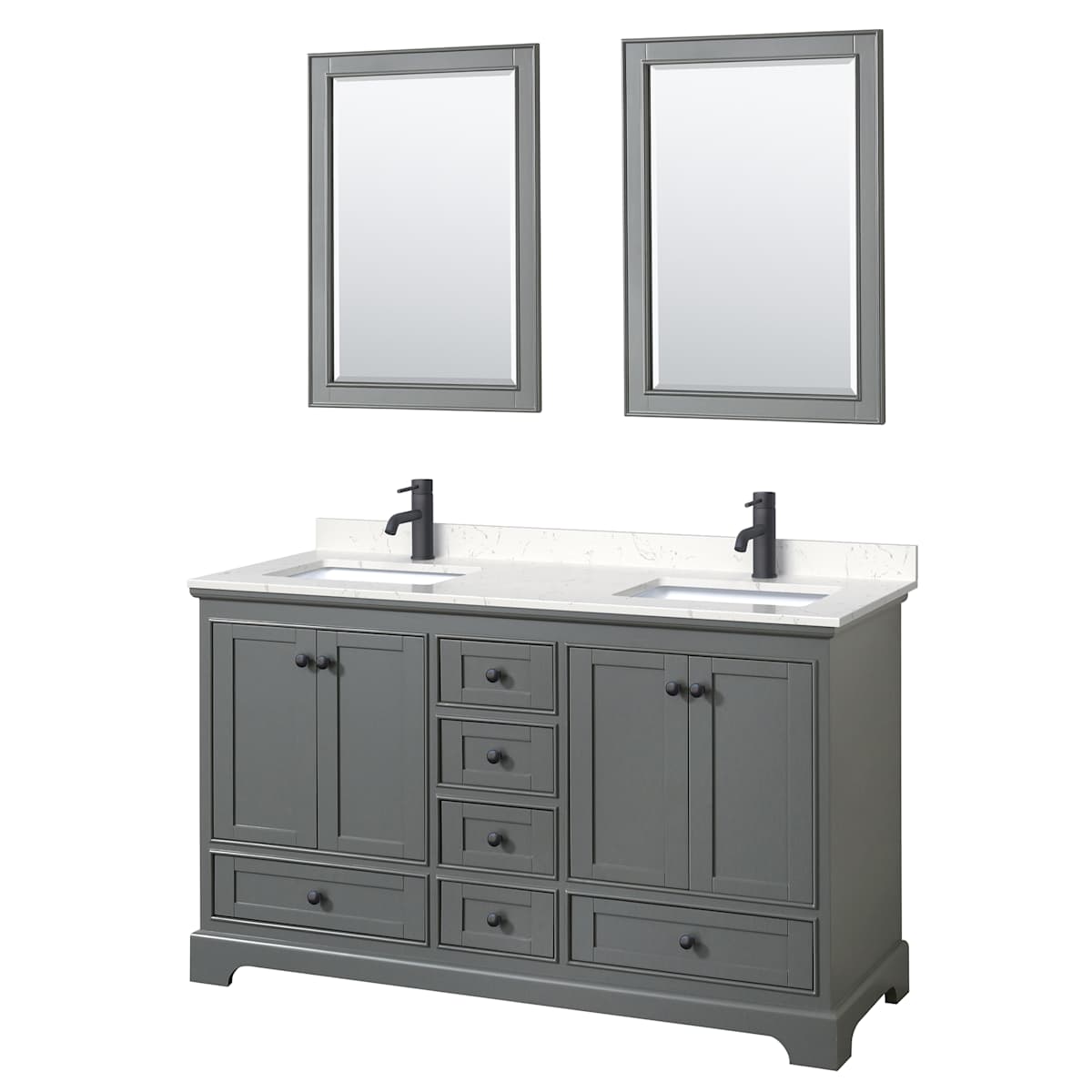 Deborah 60" Free Standing Double Basin Vanity Set with Cultured Marble Vanity Top and Framed Mirror - image 2