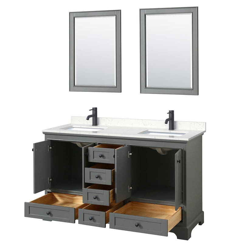Deborah 60" Free Standing Double Basin Vanity Set with Cultured Marble Vanity Top and Framed Mirror - image 3
