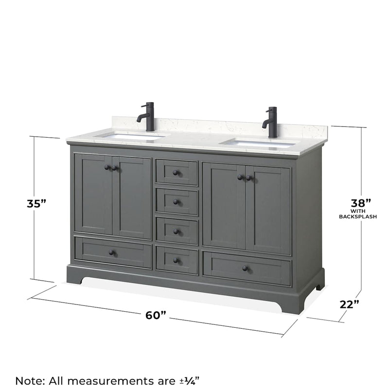Deborah 60" Free Standing Double Basin Vanity Set with Cultured Marble Vanity Top and Framed Mirror - image 6