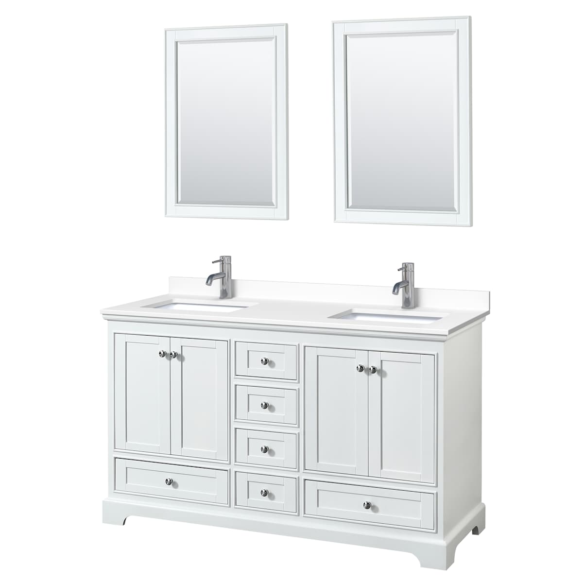 Deborah 60" Free Standing Double Basin Vanity Set with Cultured Marble Vanity Top and Framed Mirror