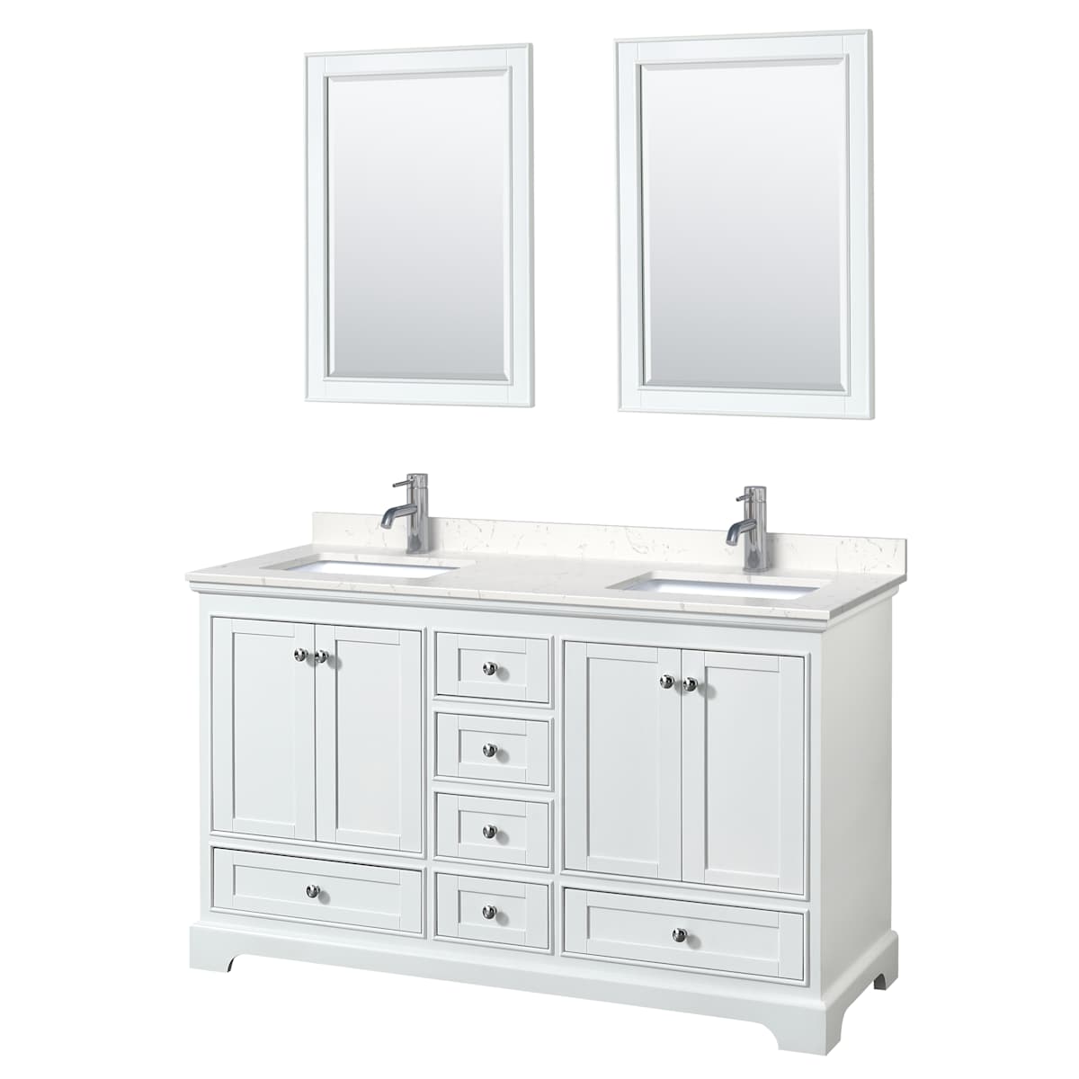 Deborah 60" Free Standing Double Basin Vanity Set with Cultured Marble Vanity Top and Framed Mirror