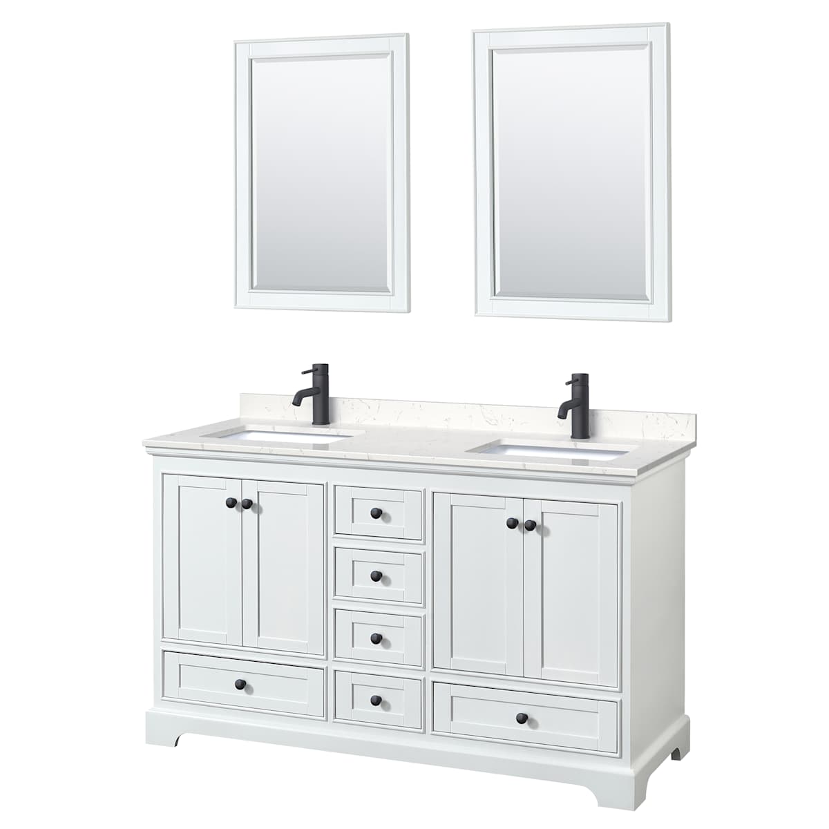 Deborah 60" Free Standing Double Basin Vanity Set with Cultured Marble Vanity Top and Framed Mirror - image 16