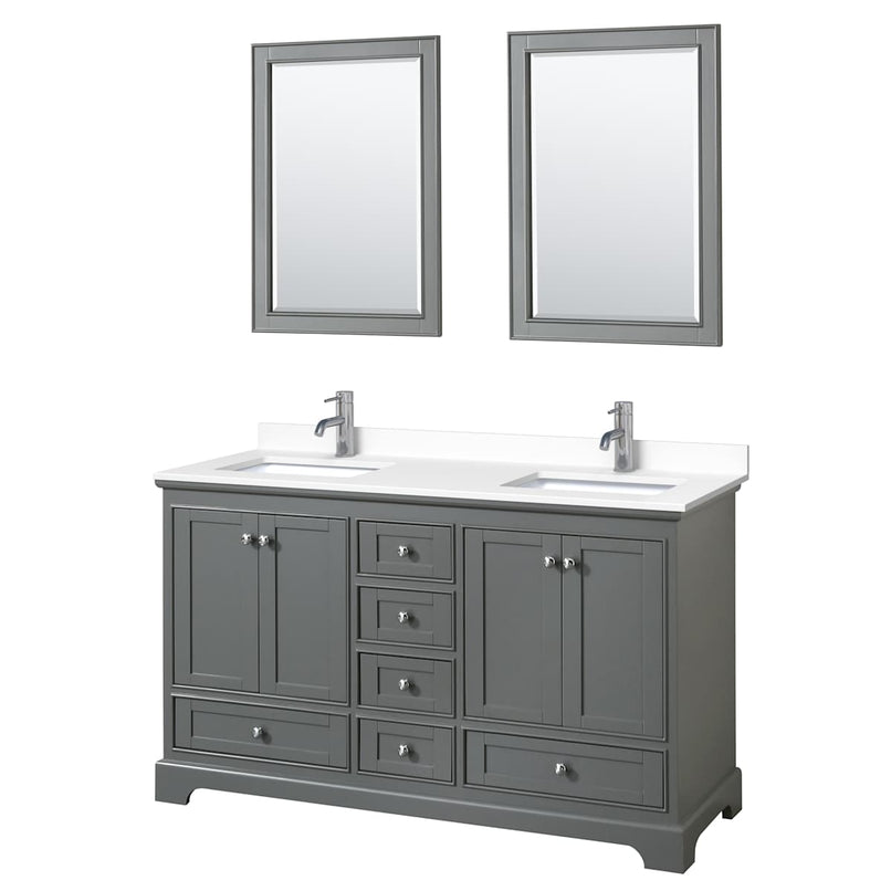 Deborah 60" Free Standing Double Basin Vanity Set with Cultured Marble Vanity Top and Framed Mirror - image 17