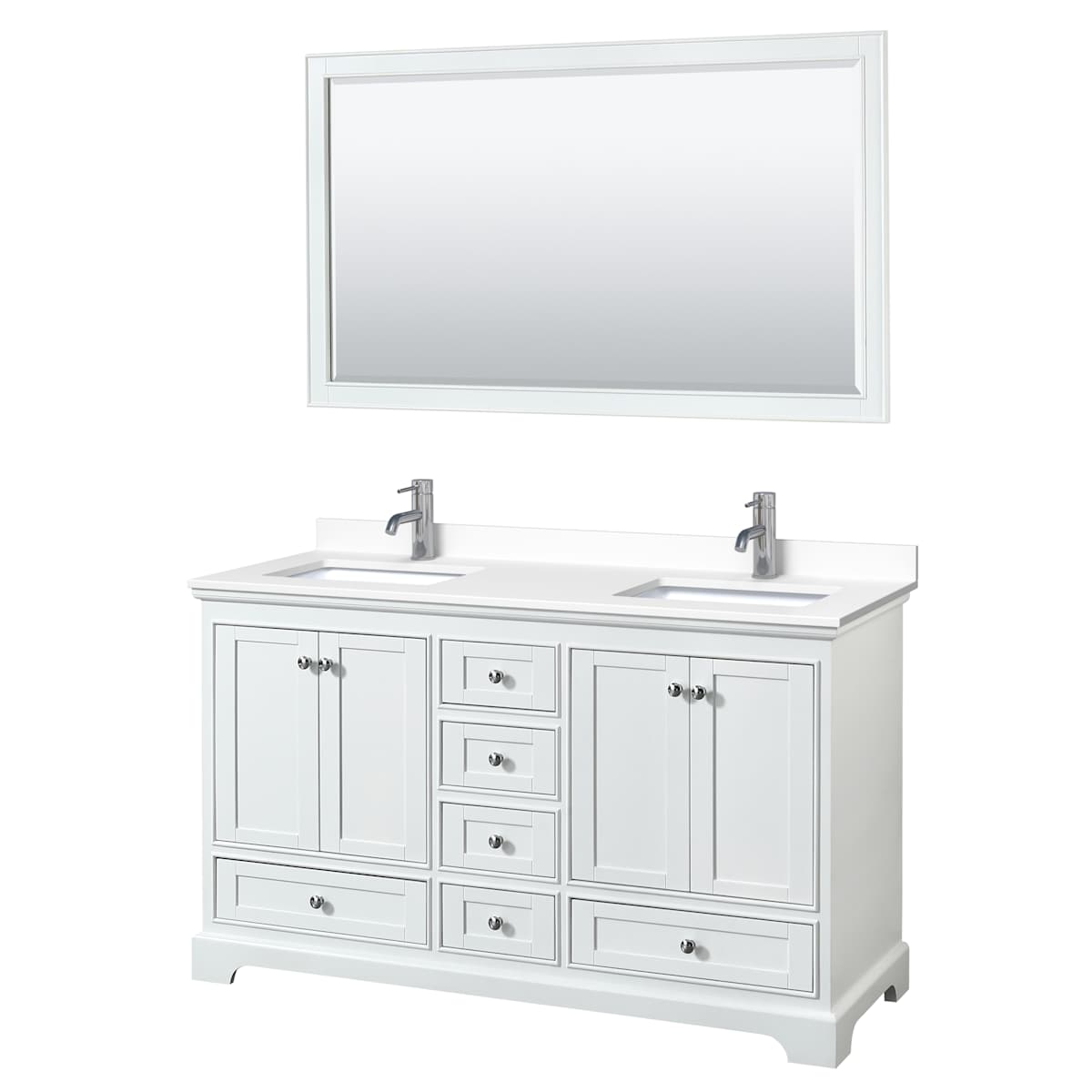 Deborah 60" Free Standing Double Basin Vanity Set with Cultured Marble Vanity Top and Framed Mirror