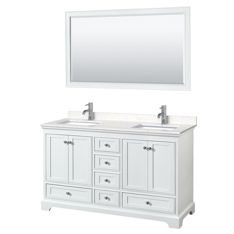 Deborah 60" Free Standing Double Basin Vanity Set with Cultured Marble Vanity Top and Framed Mirror - image 10