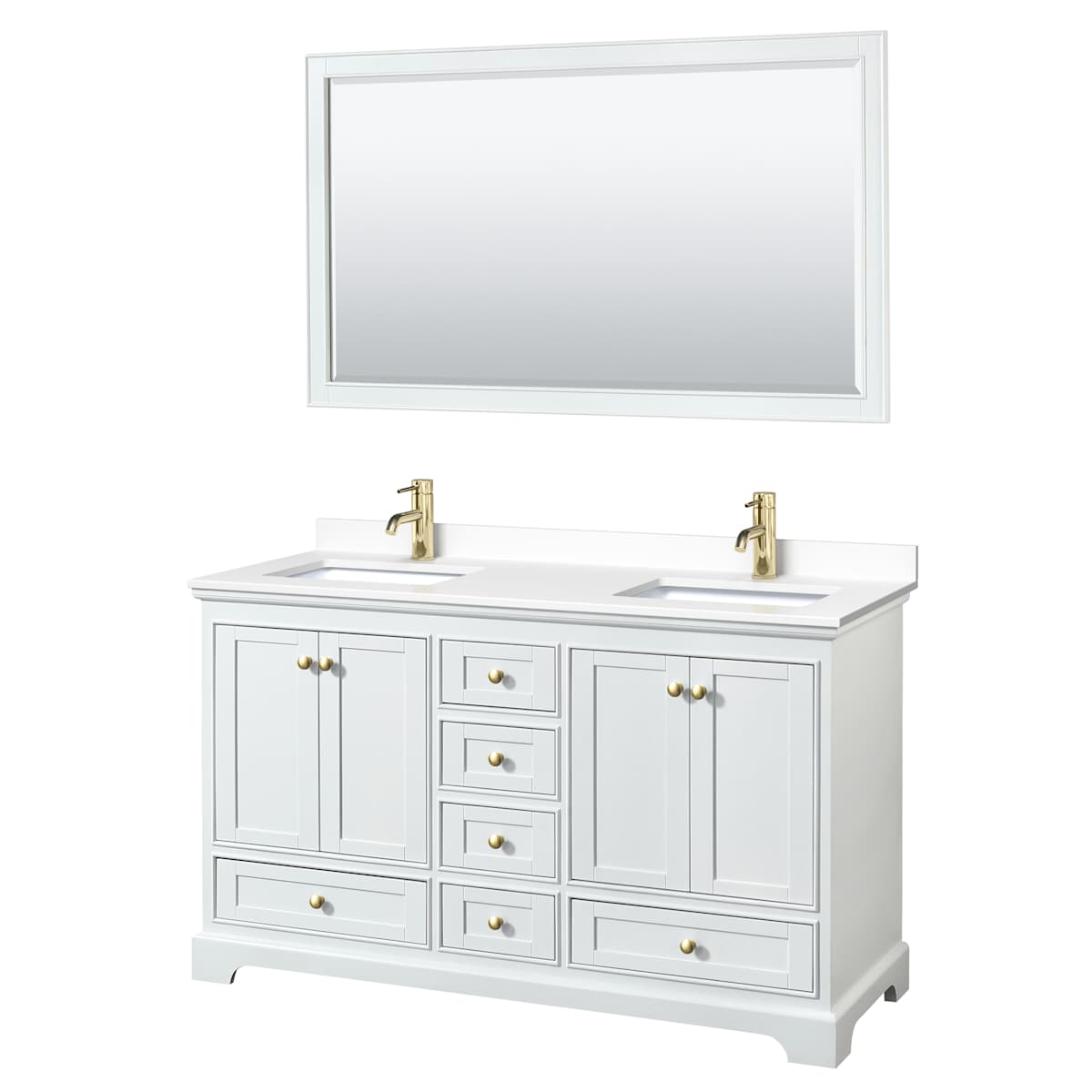 Deborah 60" Free Standing Double Basin Vanity Set with Cultured Marble Vanity Top and Framed Mirror