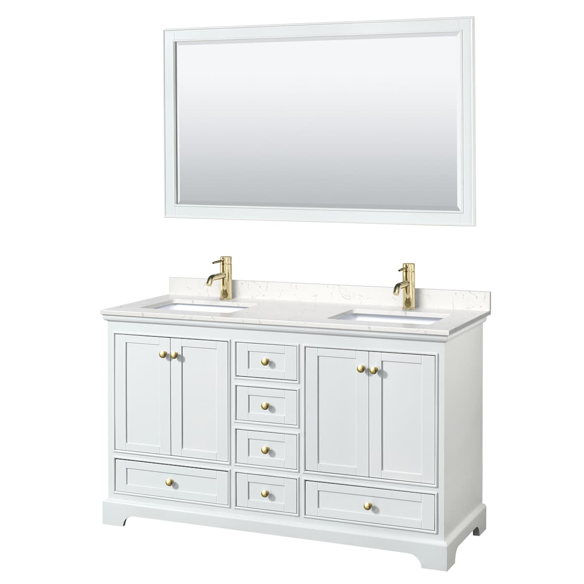 Deborah 60" Free Standing Double Basin Vanity Set with Cultured Marble Vanity Top and Framed Mirror - image 13