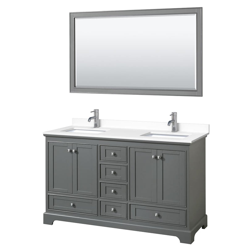 Deborah 60" Free Standing Double Basin Vanity Set with Cultured Marble Vanity Top and Framed Mirror - image 17