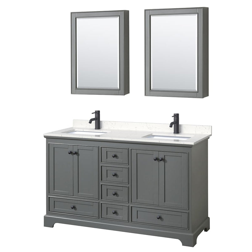 Deborah 60" Free Standing Double Basin Vanity Set with Cultured Marble Vanity Top and Framed Mirror - image 2