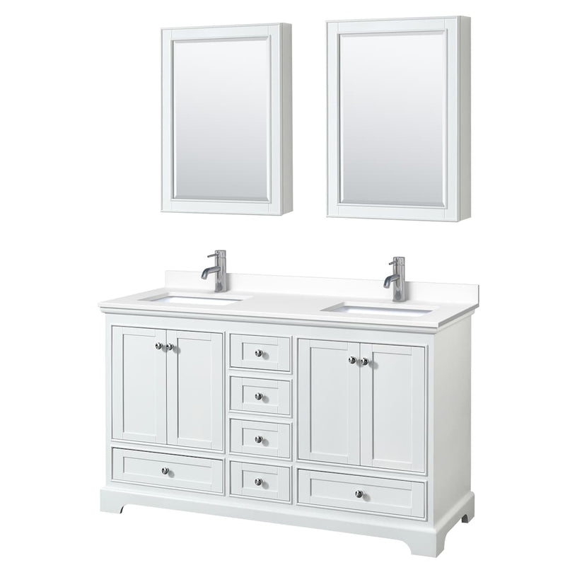 Deborah 60" Free Standing Double Basin Vanity Set with Cultured Marble Vanity Top and Framed Mirror - image 8
