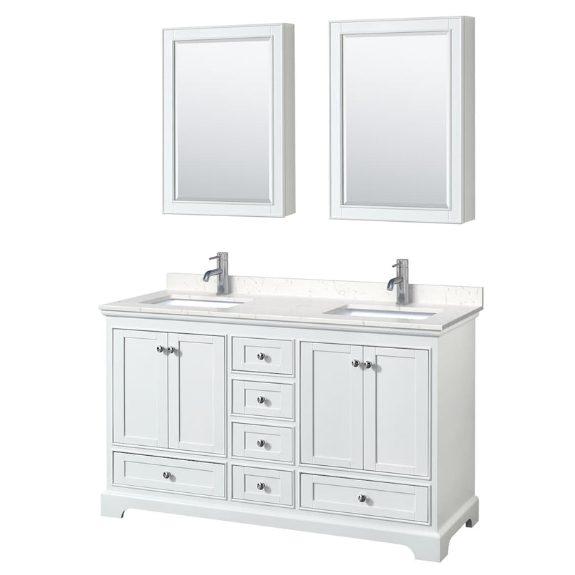 Deborah 60" Free Standing Double Basin Vanity Set with Cultured Marble Vanity Top and Framed Mirror - image 9