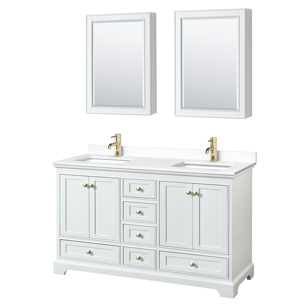 Deborah 60" Free Standing Double Basin Vanity Set with Cultured Marble Vanity Top and Framed Mirror