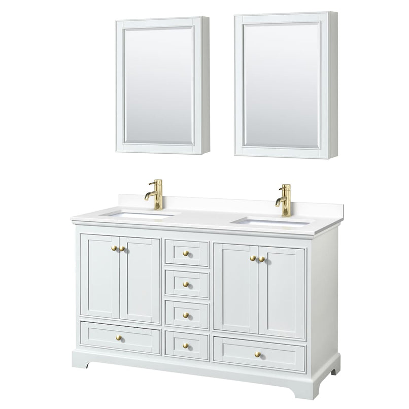 Deborah 60" Free Standing Double Basin Vanity Set with Cultured Marble Vanity Top and Framed Mirror - image 11