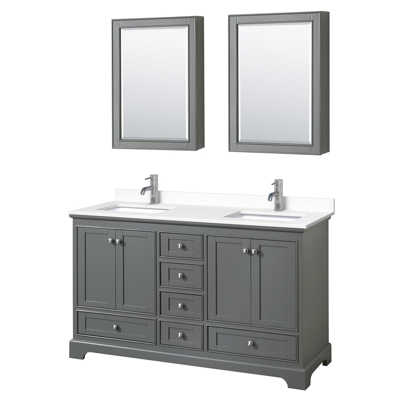 Deborah 60" Free Standing Double Basin Vanity Set with Cultured Marble Vanity Top and Framed Mirror - image 16