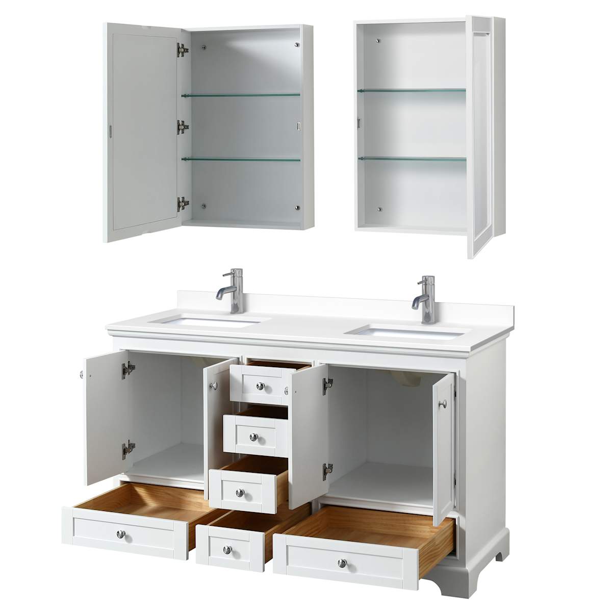 Deborah 60" Free Standing Double Basin Vanity Set with Cultured Marble Vanity Top and Framed Mirror - image 21