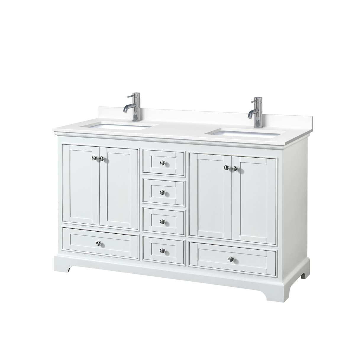 Deborah 60" Free Standing Double Basin Vanity Set with Cultured Marble Vanity Top