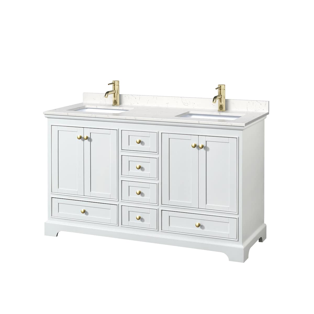 Deborah 60" Free Standing Double Basin Vanity Set with Cultured Marble Vanity Top