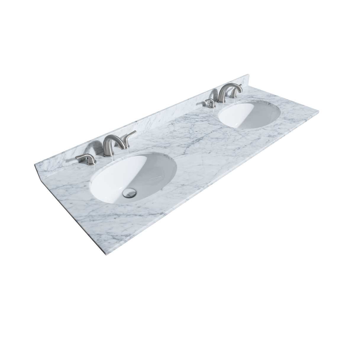 Deborah 60" Free Standing Double Vanity Set with Wood Cabinet, Marble Vanity Top, and Framed Mirror