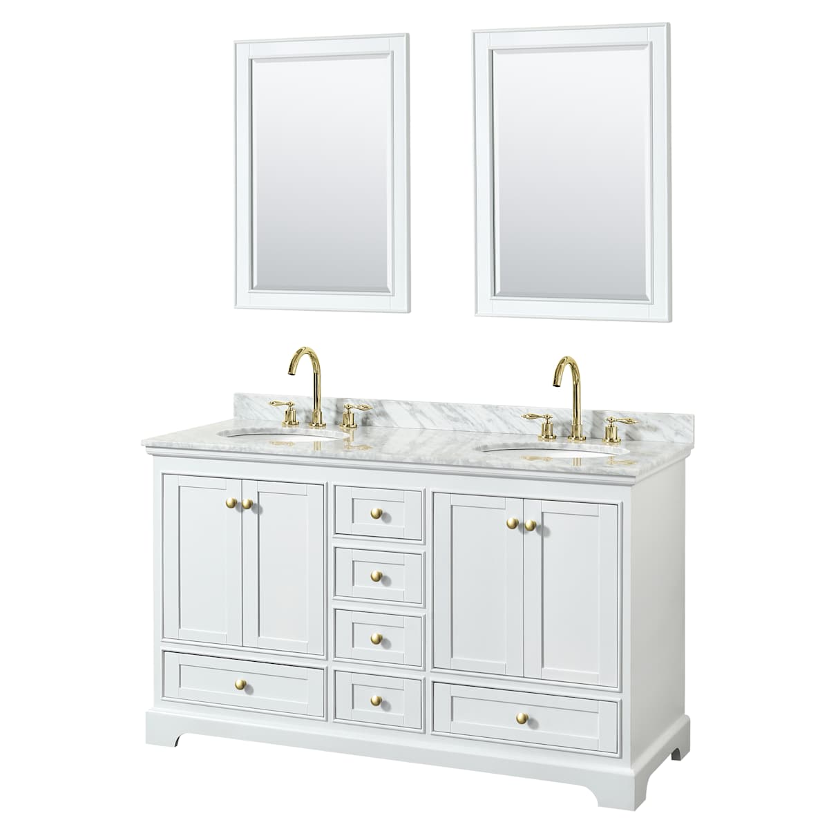 Deborah 60" Free Standing Double Vanity Set with Wood Cabinet, Marble Vanity Top, and Framed Mirror - image 7