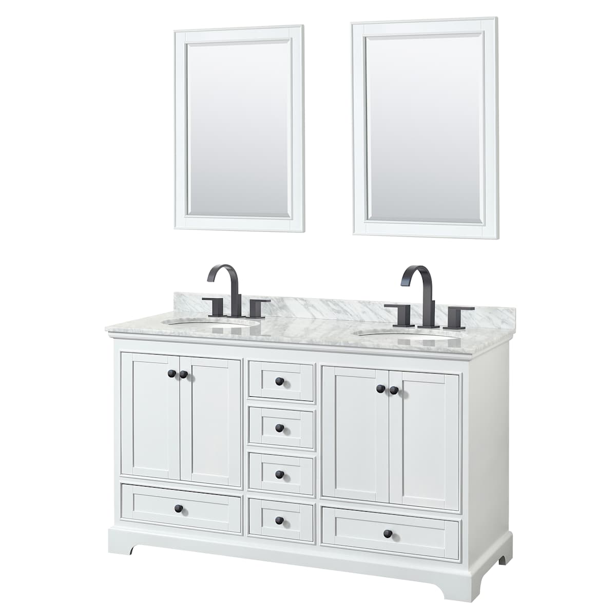 Deborah 60" Free Standing Double Vanity Set with Wood Cabinet, Marble Vanity Top, and Framed Mirror - image 8
