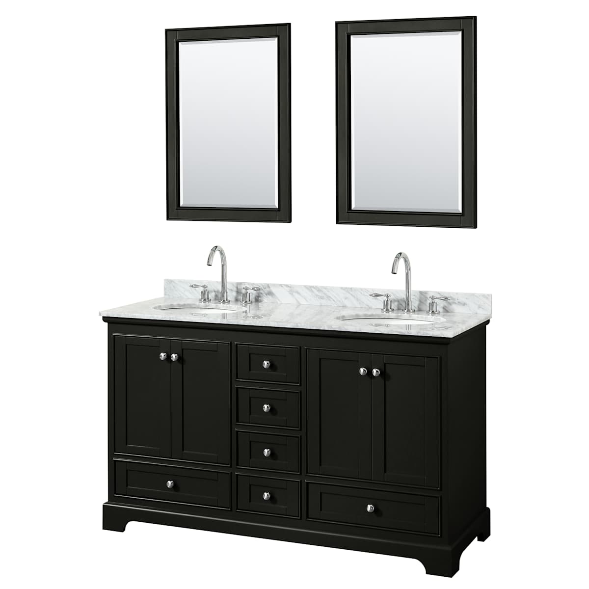 Deborah 60" Free Standing Double Vanity Set with Wood Cabinet, Marble Vanity Top, and Framed Mirror - image 15