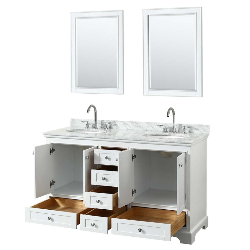 Deborah 60" Free Standing Double Vanity Set with Wood Cabinet, Marble Vanity Top, and Framed Mirror - image 16