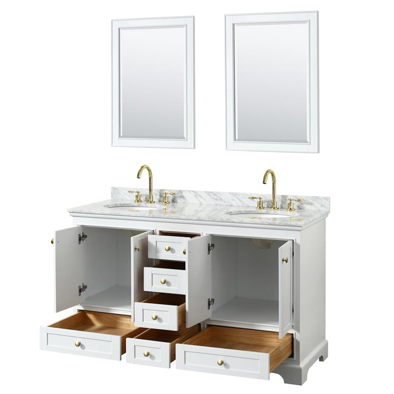 Deborah 60" Free Standing Double Vanity Set with Wood Cabinet, Marble Vanity Top, and Framed Mirror - image 17