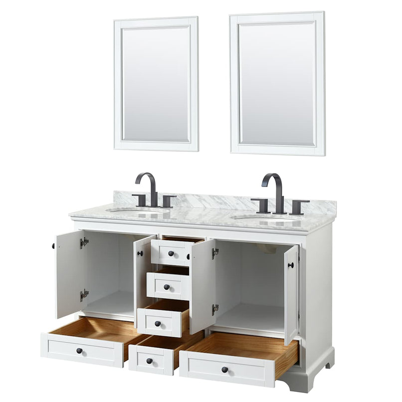 Deborah 60" Free Standing Double Vanity Set with Wood Cabinet, Marble Vanity Top, and Framed Mirror - image 18