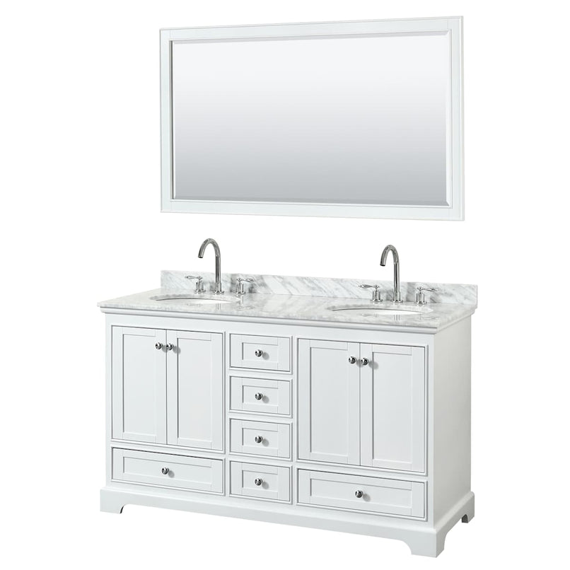 Deborah 60" Free Standing Double Vanity Set with Wood Cabinet, Marble Vanity Top, and Framed Mirror - image 8
