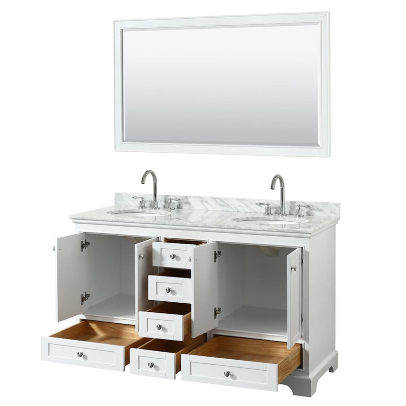 Deborah 60" Free Standing Double Vanity Set with Wood Cabinet, Marble Vanity Top, and Framed Mirror - image 16