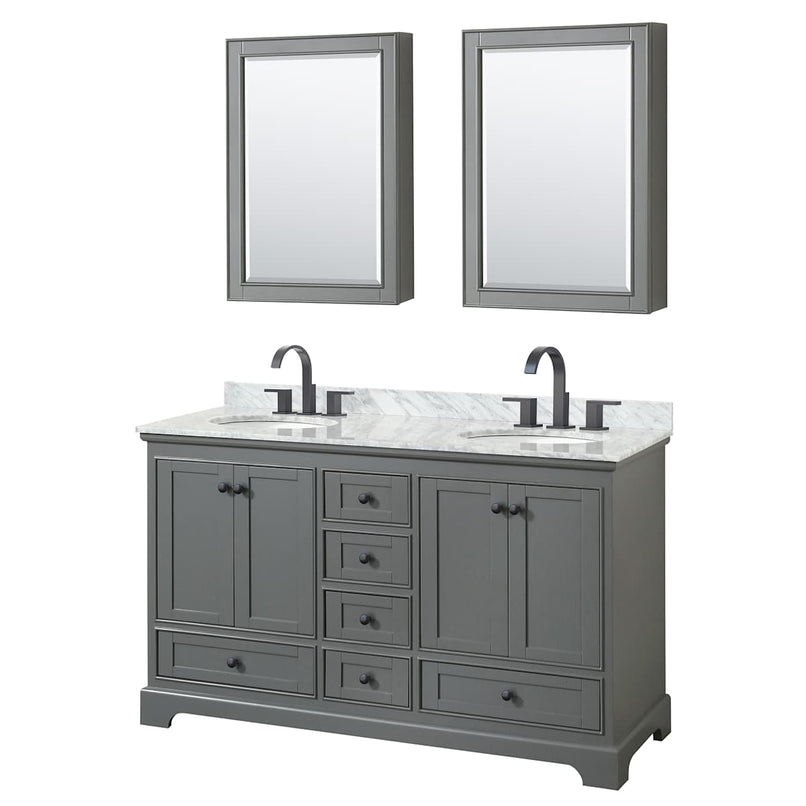 Deborah 60" Free Standing Double Vanity Set with Wood Cabinet, Marble Vanity Top, and Medicine Cabinet - image 2