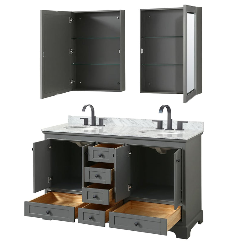 Deborah 60" Free Standing Double Vanity Set with Wood Cabinet, Marble Vanity Top, and Medicine Cabinet - image 3