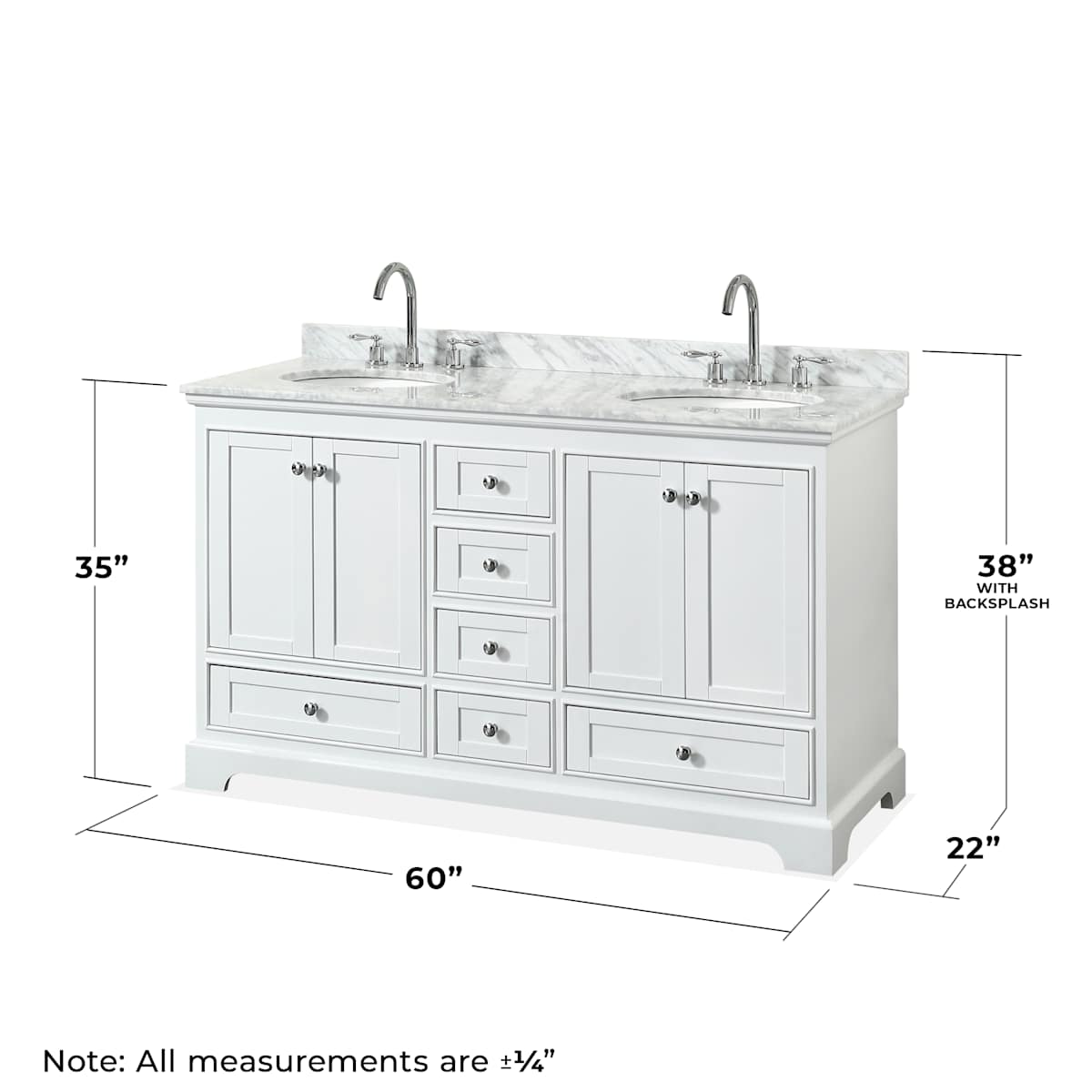Deborah 60" Free Standing Double Vanity Set with Wood Cabinet, Marble Vanity Top, and Medicine Cabinet - image 6
