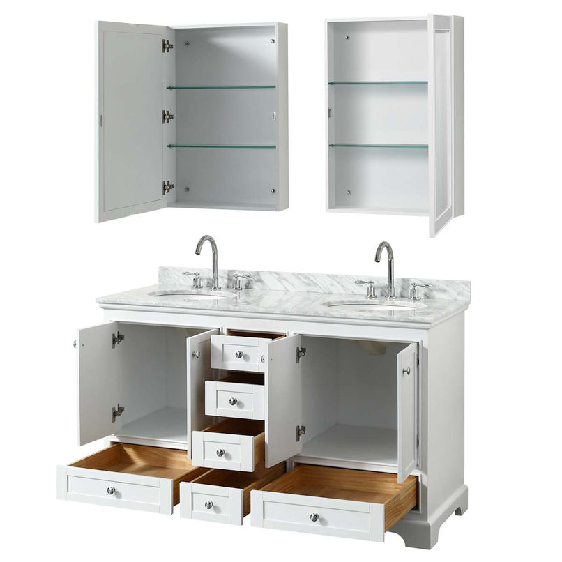 Deborah 60" Free Standing Double Vanity Set with Wood Cabinet, Marble Vanity Top, and Medicine Cabinet - image 16
