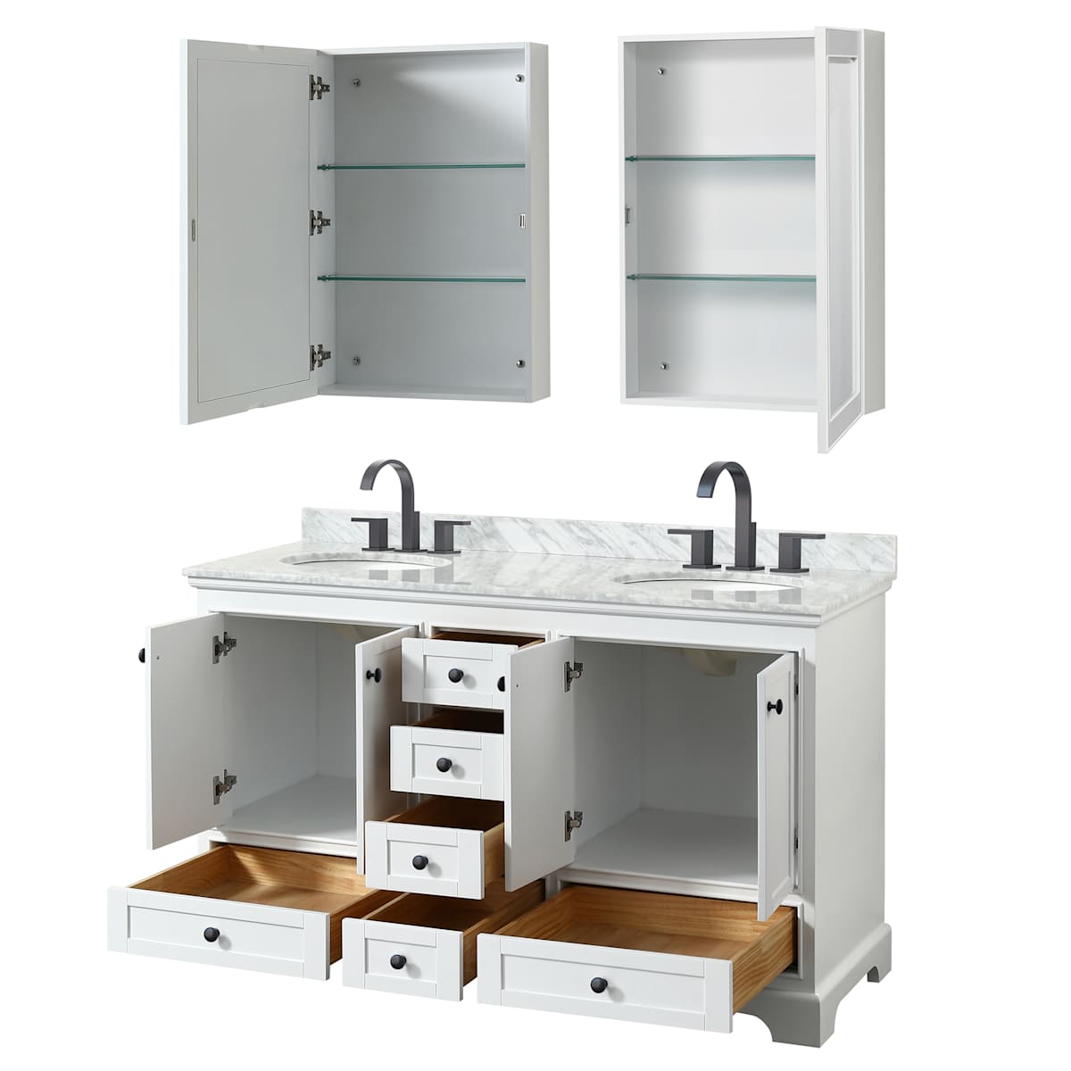 Deborah 60" Free Standing Double Vanity Set with Wood Cabinet, Marble Vanity Top, and Medicine Cabinet - image 18