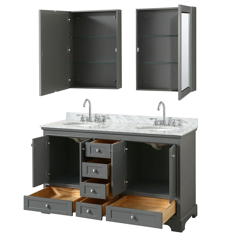 Deborah 60" Free Standing Double Vanity Set with Wood Cabinet, Marble Vanity Top, and Medicine Cabinet - image 19
