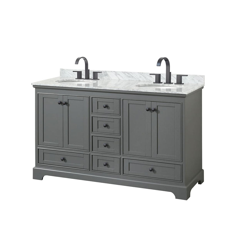 Deborah 60" Free Standing Double Vanity Set with Wood Cabinet and Marble Vanity Top - image 2