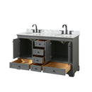Deborah 60" Free Standing Double Vanity Set with Wood Cabinet and Marble Vanity Top - image 3