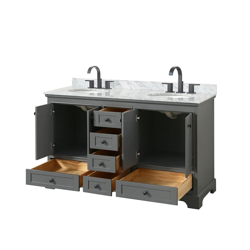 Deborah 60" Free Standing Double Vanity Set with Wood Cabinet and Marble Vanity Top - image 3