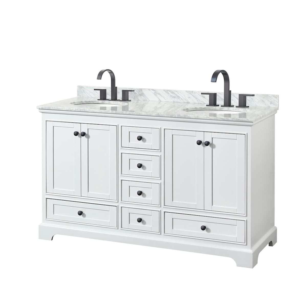 Deborah 60" Free Standing Double Vanity Set with Wood Cabinet and Marble Vanity Top