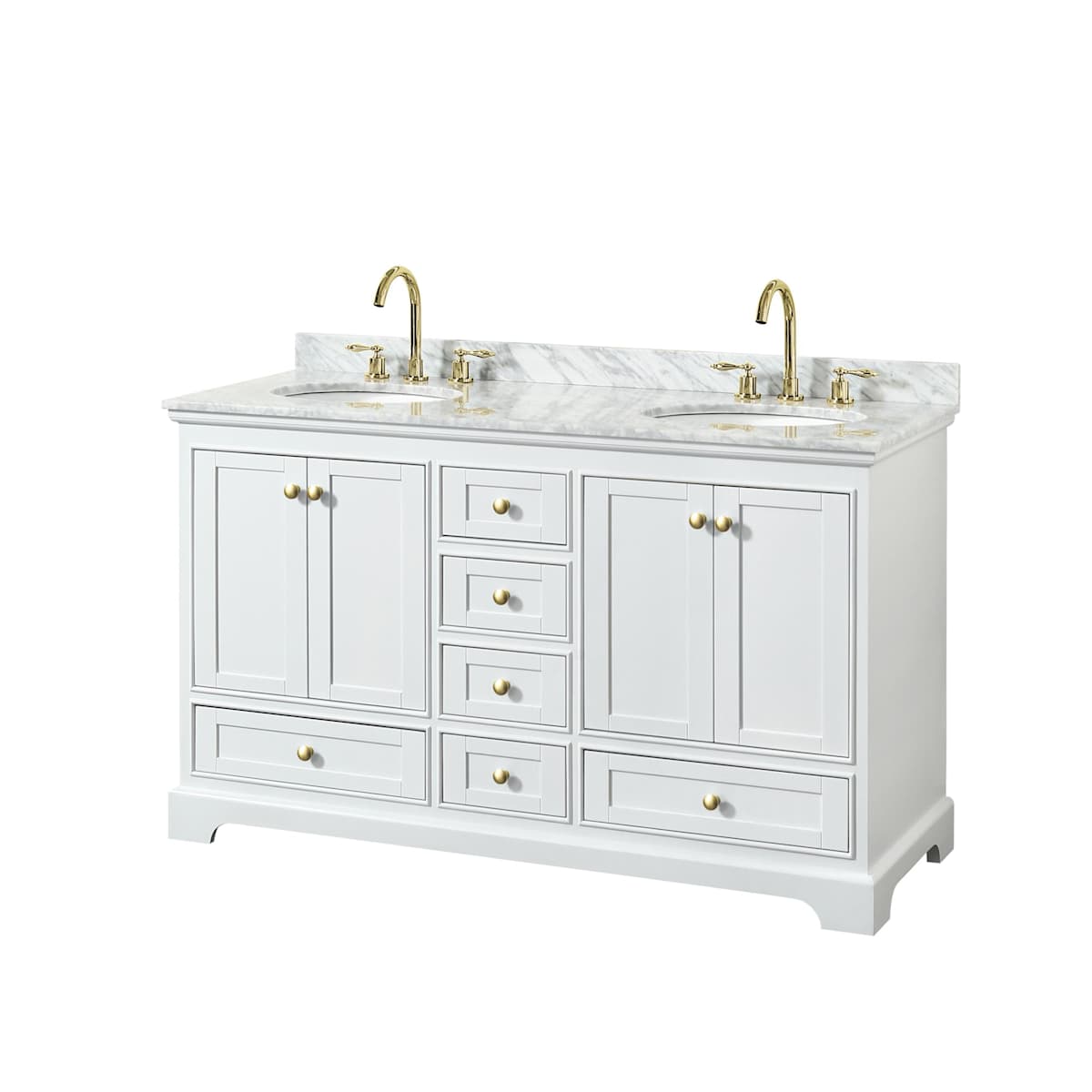 Deborah 60" Free Standing Double Vanity Set with Wood Cabinet and Marble Vanity Top