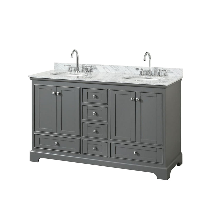 Deborah 60" Free Standing Double Vanity Set with Wood Cabinet and Marble Vanity Top - image 10