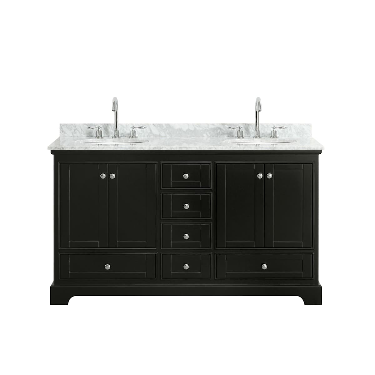 Deborah 60" Free Standing Double Vanity Set with Wood Cabinet and Marble Vanity Top