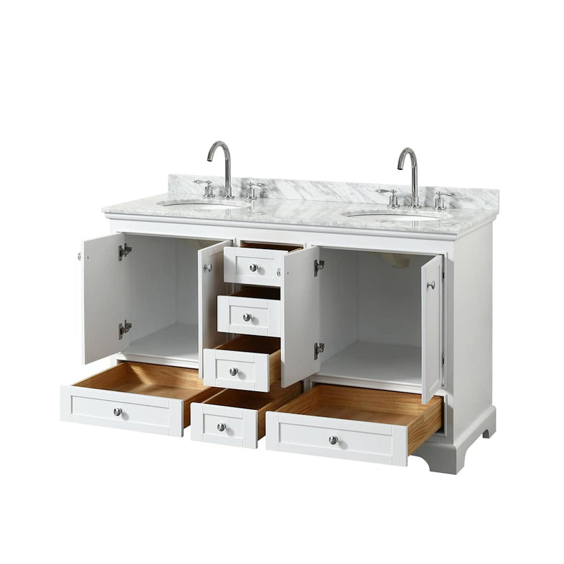 Deborah 60" Free Standing Double Vanity Set with Wood Cabinet and Marble Vanity Top - image 13