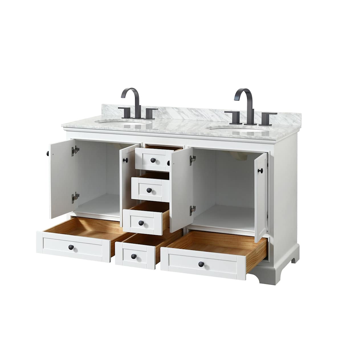 Deborah 60" Free Standing Double Vanity Set with Wood Cabinet and Marble Vanity Top - image 15