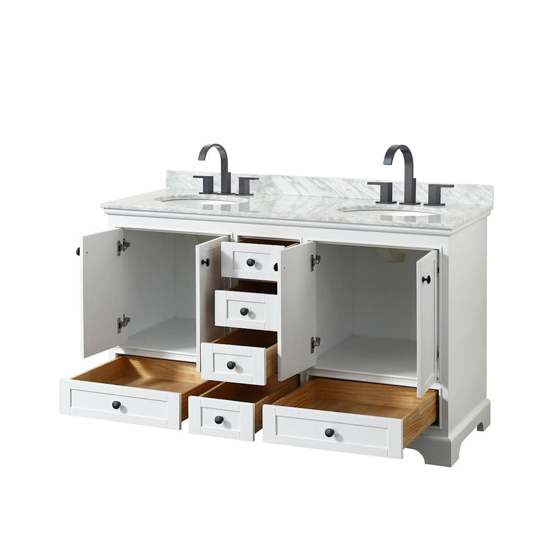 Deborah 60" Free Standing Double Vanity Set with Wood Cabinet and Marble Vanity Top - image 15