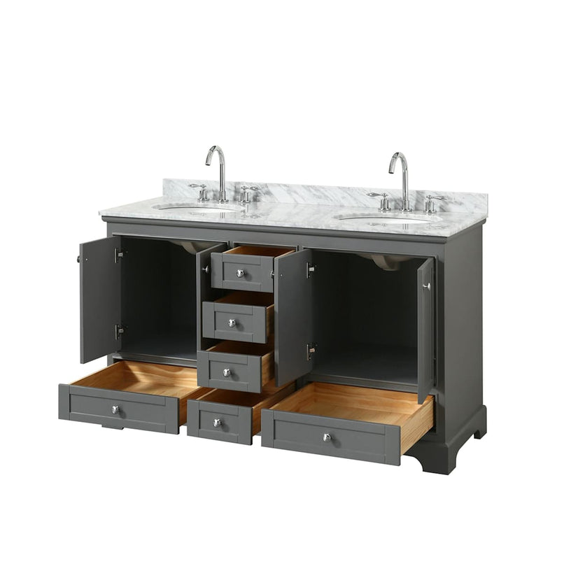 Deborah 60" Free Standing Double Vanity Set with Wood Cabinet and Marble Vanity Top - image 16