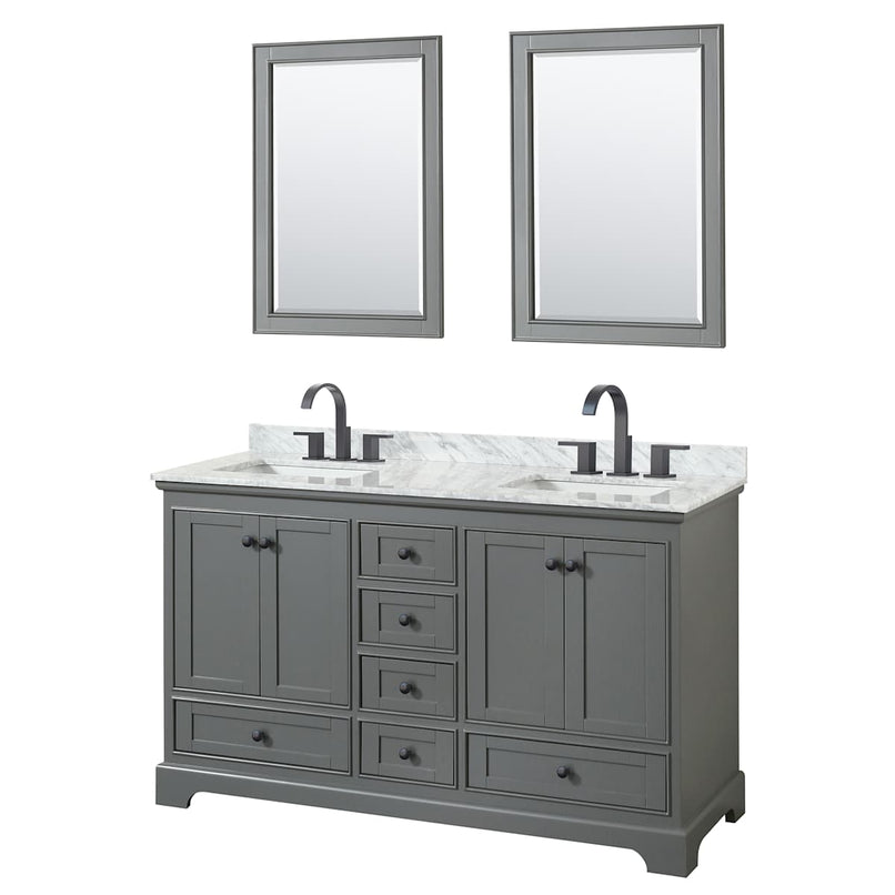 Deborah 60" Free Standing Double Vanity Set with Wood Cabinet, Marble Vanity Top, and Framed Mirror - image 2